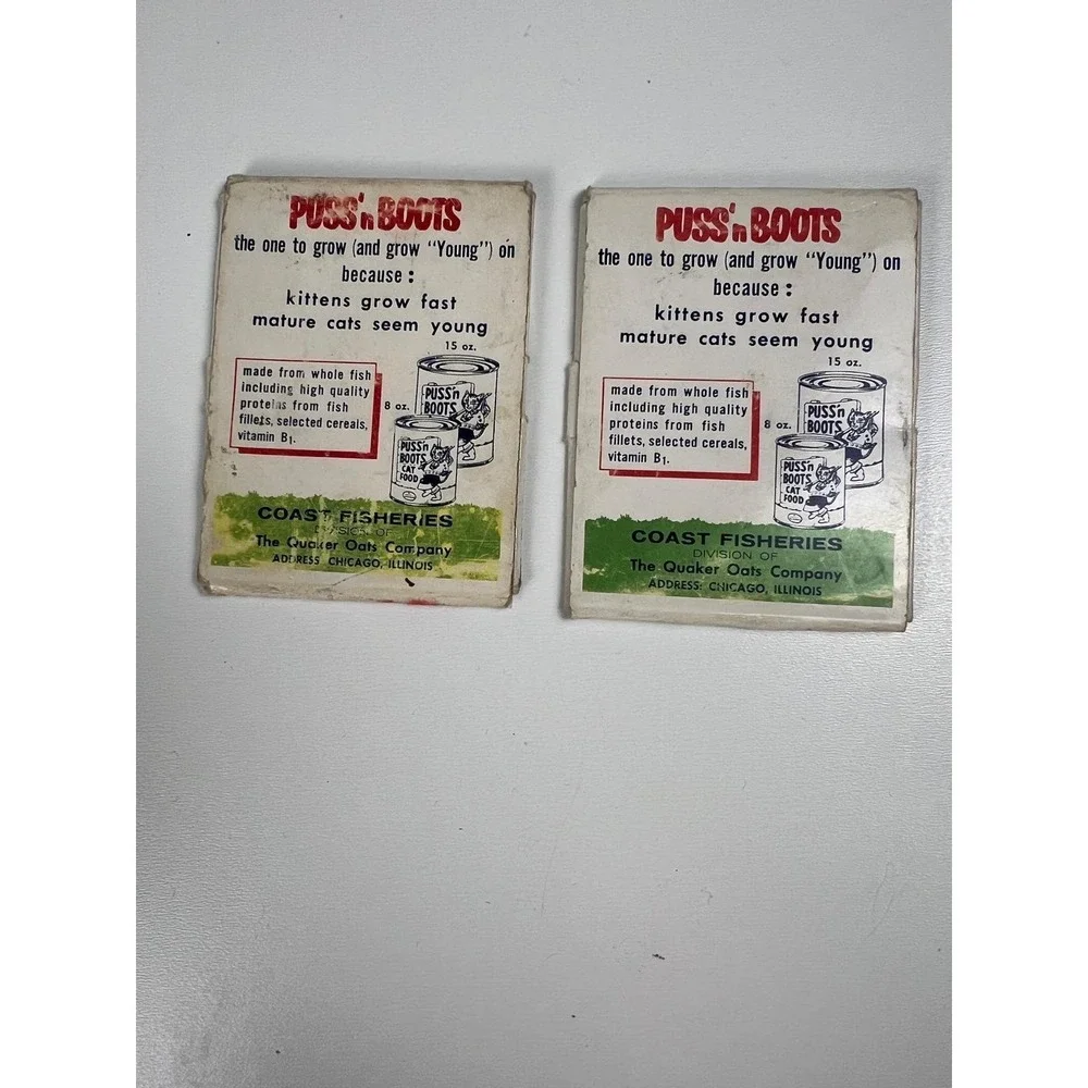 Vintage Puss n Boots Cat Food Advertising Lot Of 2 Eye Glasses Cleaning Wipes